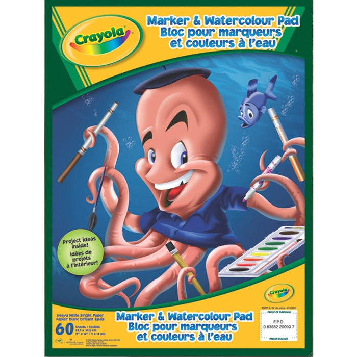 Crayola Marker & Watercolour Pad - Paint - 9" (228.60 mm) Width x 12" (304.80 mm) Length - Bright White - 1 / Each