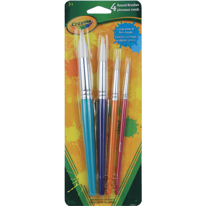 Crayola Round Brush Set, 4 Count - Round - Wood Handle - 4