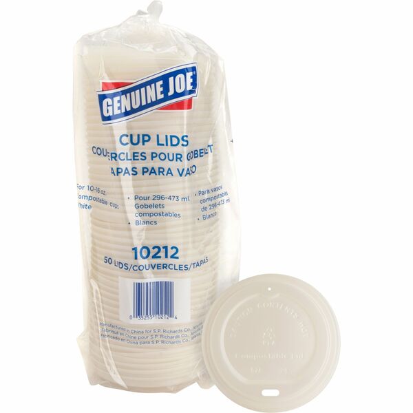 Genuine Joe Vented Hot Cup Lid - Polystyrene - White - 50 / Pack