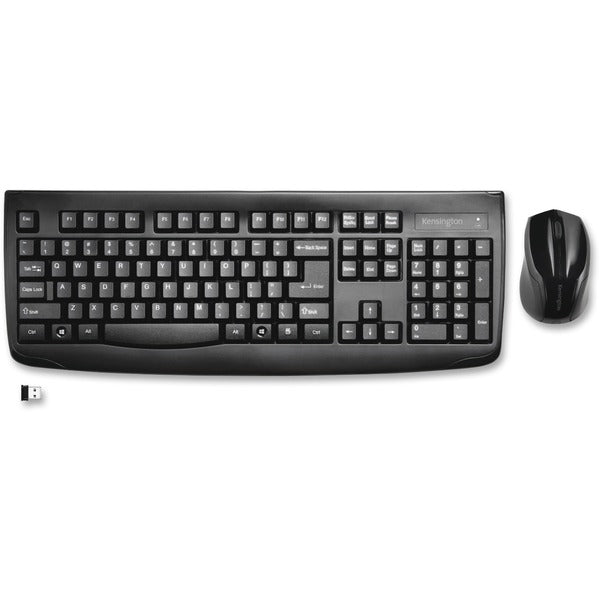 Kensington Pro Fit Wireless Desktop Set - USB Wireless Bluetooth - Black - USB Wireless Bluetooth - Laser - 1000 dpi - Scroll Wheel - QWERTY - Black - Symmetrical - AA, AAA - Compatible with Computer, Notebook - 1