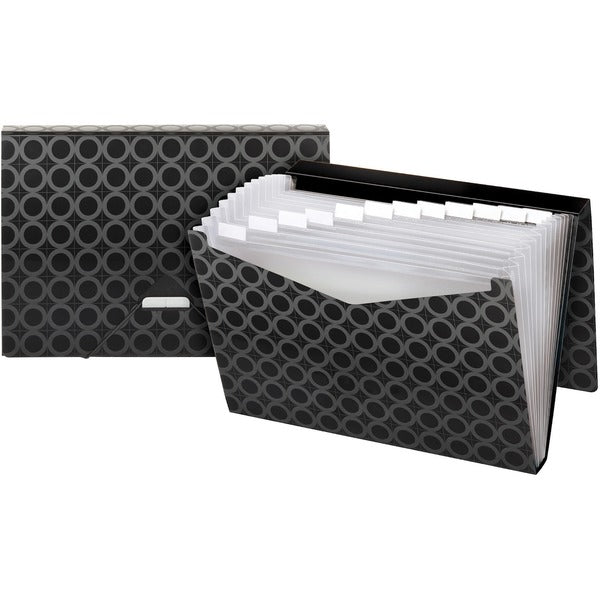 Pendaflex Letter Recycled Expanding File - 8 1/2" (215.90 mm) x 11" (279.40 mm) - 13 Pocket - Black - Water Proof, Tear Resistant, Flap, Expandable Pocket, Elastic Closure - 30% Recycled - 1 Each