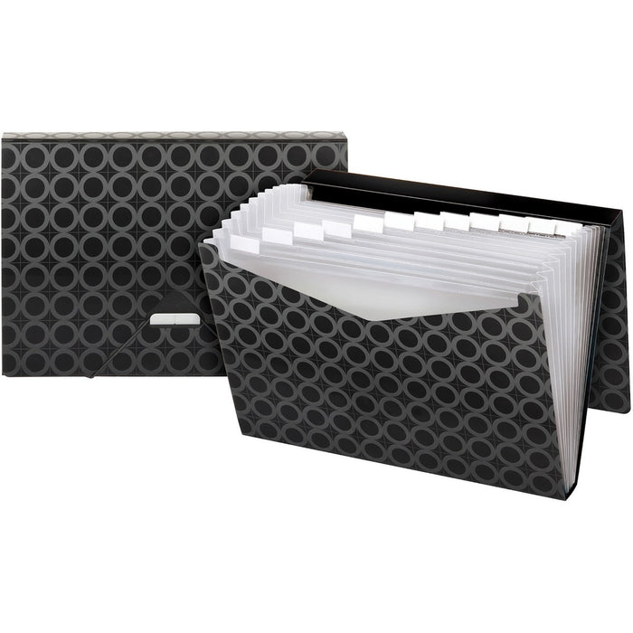 Pendaflex Letter Recycled Expanding File - 8 1/2" (215.90 mm) x 11" (279.40 mm) - 13 Pocket - Black - Water Proof, Tear Resistant, Flap, Expandable Pocket, Elastic Closure - 30% Recycled - 1 Each
