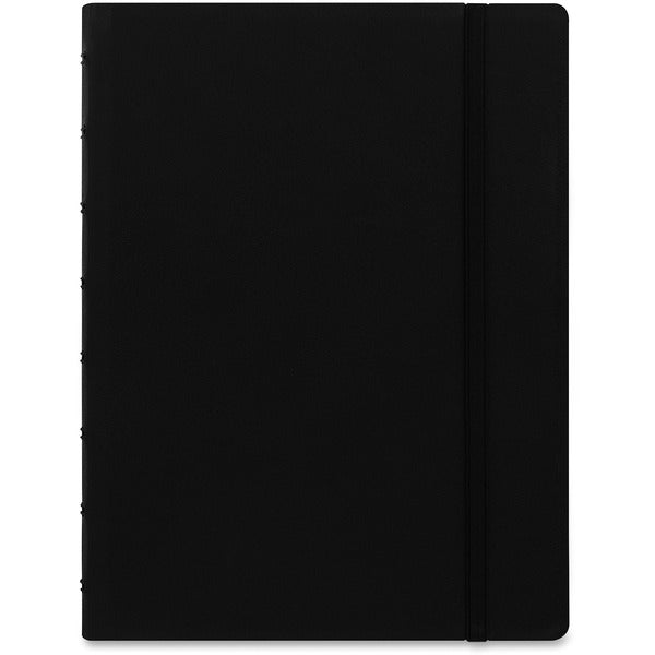 Rediform A5 Size Filofax Notebook - A5 - 56 Sheets - Twin Wirebound - 0.24" Ruled - A5 - 8 1/4" x 5 13/16" - 8.50" (215.90 mm) x 6.44" (163.51 mm) - Off White/Ivory Paper - BlackLeatherette Cover - Elastic Closure, Indexed, Pocket, Ruler, Refillable, Soft