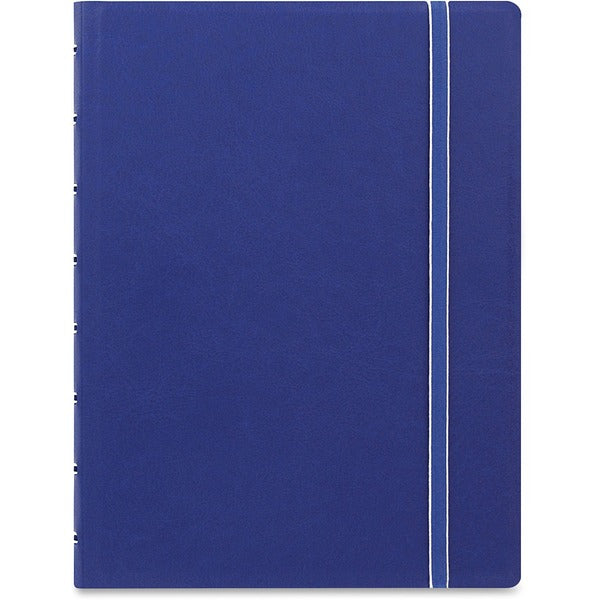 Rediform A5 Size Filofax Notebook - A5 - 56 Sheets - Twin Wirebound - 0.24" Ruled - A5 - 8 1/4" x 5 13/16" - 8.50" (215.90 mm) x 6.44" (163.58 mm) - Off White Paper - BlueLeatherette Cover - Elastic Closure, Indexed, Pocket, Ruler, Refillable, Soft Cover,