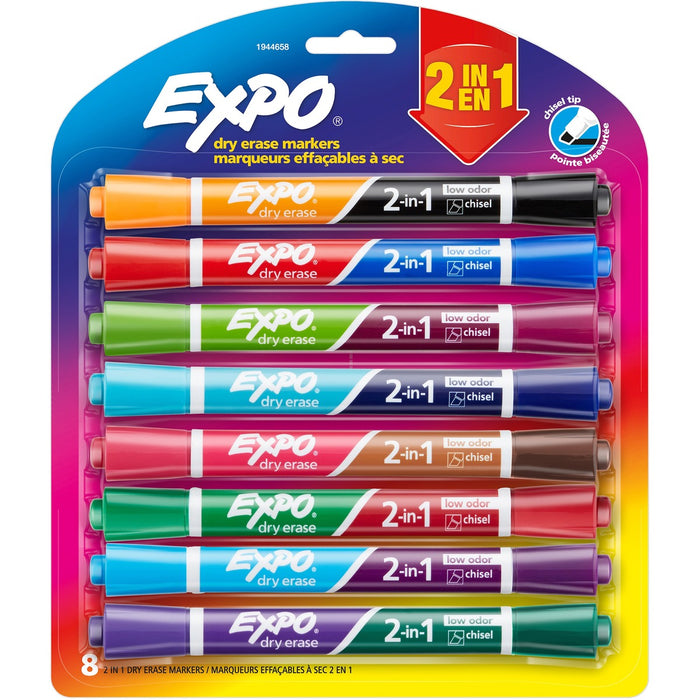 Expo 2-in-1 Dry Erase Markers - Assorted Ink - 8 / Pack