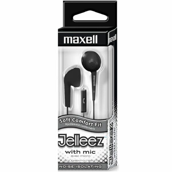 Maxell Jelleez JELM-BK Earset - Stereo - Wired - 20 Hz to 23 kHz - Earbud - Binaural - Outer-ear - 4 ft (1.22 m) Cable - Black