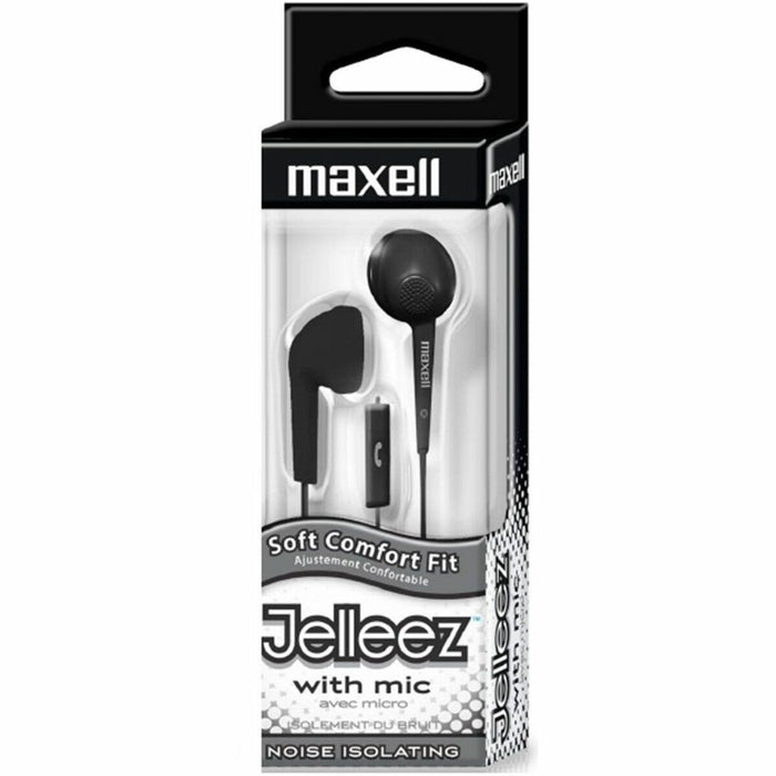 Maxell Jelleez JELM-BK Earset - Stereo - Wired - 20 Hz to 23 kHz - Earbud - Binaural - Outer-ear - 4 ft (1.22 m) Cable - Black