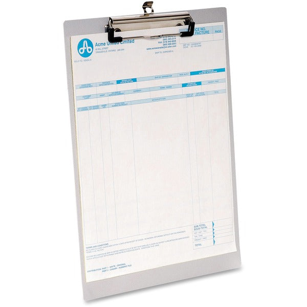 Westcott Letter Size Aluminum Clipboard - 8 1/2" (215.90 mm) x 11" (279.40 mm) Sheet Size - Aluminum - Silver - 1 Each