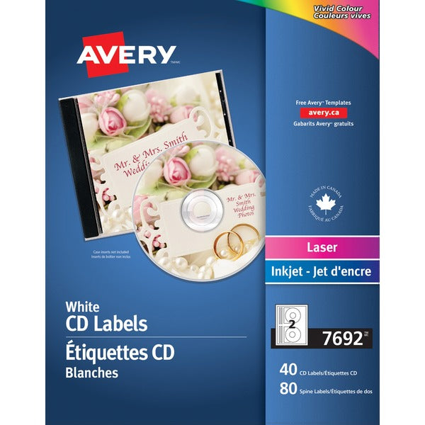 Avery&reg; CD Labels for Laser and Inkjet Printers - Laser, Inkjet - Blue - 2 / Sheet - 40 / Pack