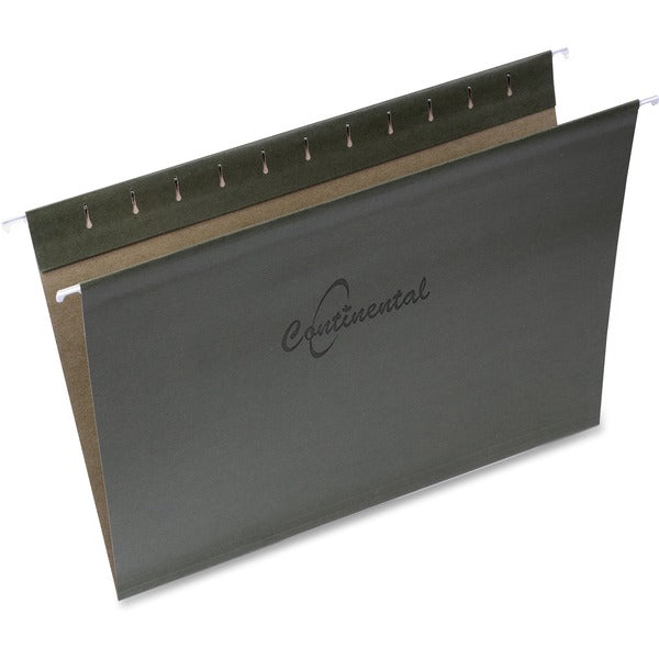 Continental Letter Recycled Hanging Folder - 8 1/2" (215.90 mm) x 11" (279.40 mm) - Green - Durable, Reinforced, Repositionable Tab - 100% Recycled - 25 / Box