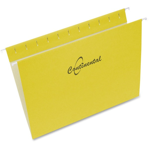 Continental Letter Recycled Hanging Folder - 8 1/2" (215.90 mm) x 11" (279.40 mm) - Yellow - Durable, Reinforced, Repositionable Tab - 60% Recycled - 25 / Box