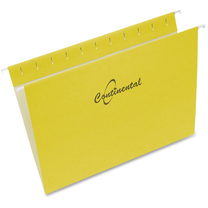 Continental Letter Yes Hanging Folder - 8 1/2" (215.90 mm) x 11" (279.40 mm) - Yellow - Durable, Reinforced, Repositionable Tab - 60% Recycled - 25 / Box
