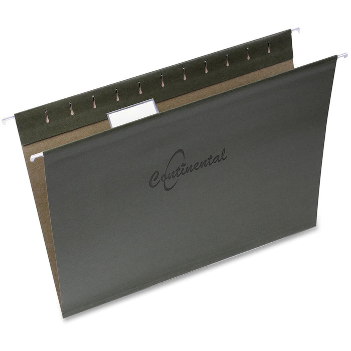 Continental 1/5 Tab Cut Letter Recycled Hanging Folder - 8 1/2" (215.90 mm) x 11" (279.40 mm) - Green - Repositionable Tab, Reinforced, Durable - 25 / Box