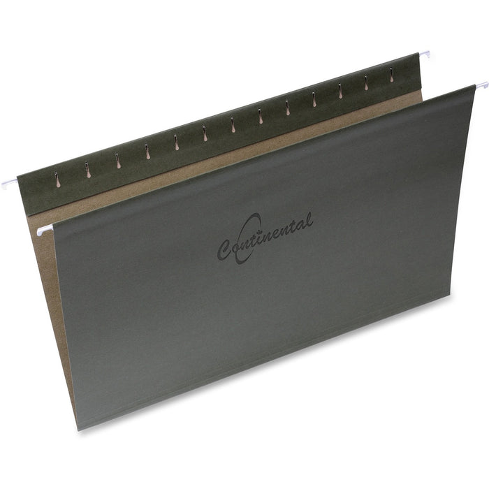 Continental Legal Yes Hanging Folder - 8 1/2" (215.90 mm) x 14" (355.60 mm) - Standard Green - Flexible, Repositionable Tab, Durable, Reinforced - 25 / Box