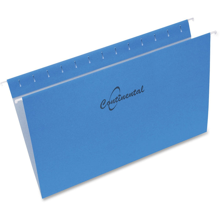 Continental Legal Yes Hanging Folder - 8 1/2" (215.90 mm) x 14" (355.60 mm) - Blue - Flexible, Repositionable Tab, Durable, Reinforced - 60% Recycled - 25 / Box