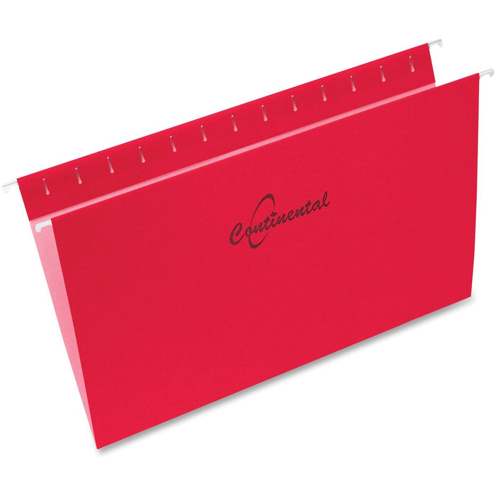 Continental Legal Yes Hanging Folder - 8 1/2" (215.90 mm) x 14" (355.60 mm) - Red - Flexible, Repositionable Tab, Durable, Reinforced - 60% Recycled - 25 / Box
