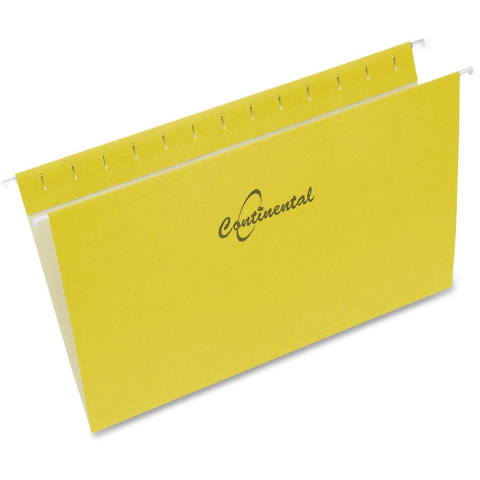 Continental Legal Yes Hanging Folder - 8 1/2" (215.90 mm) x 14" (355.60 mm) - Yellow - Flexible, Repositionable Tab, Durable, Reinforced - 60% Recycled - 25 / Box