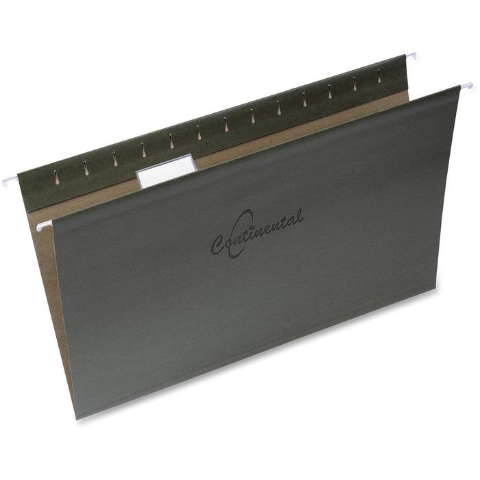 Continental 1/5 Tab Cut Legal Recycled Hanging Folder - 8 1/2" (215.90 mm) x 14" (355.60 mm) - Green - Repositionable Tab, Reinforced, Durable - 25 / Box