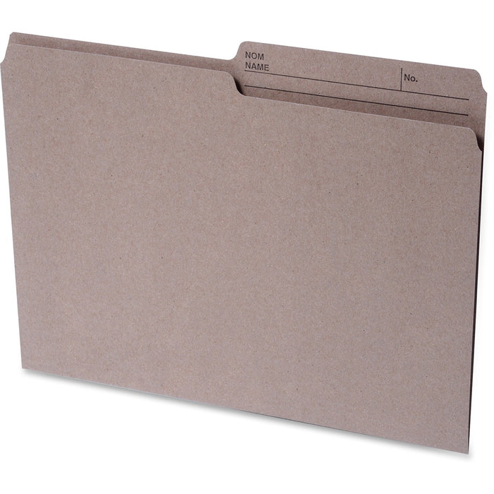 Continental 1/2 Tab Cut Letter Recycled Top Tab File Folder - 8 1/2" (215.90 mm) x 11" (279.40 mm) - Top Tab Location - Assorted Tab Position - Kraft - Reversible, Labeling Area, Durable, Long Lasting, Bend Resistant, Tear Resistant - 100% Recycled - 100