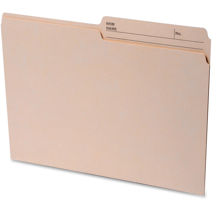 Continental 1/2 Tab Cut Letter Recycled Top Tab File Folder - 8 1/2" (215.90 mm) x 11" (279.40 mm) - Top Tab Location - Assorted Tab Position - 10.5 pt. (3.70 mm) - Manila - Reversible, Durable, Long Lasting, Bend Resistant, Tear Resistant, Double-sided -
