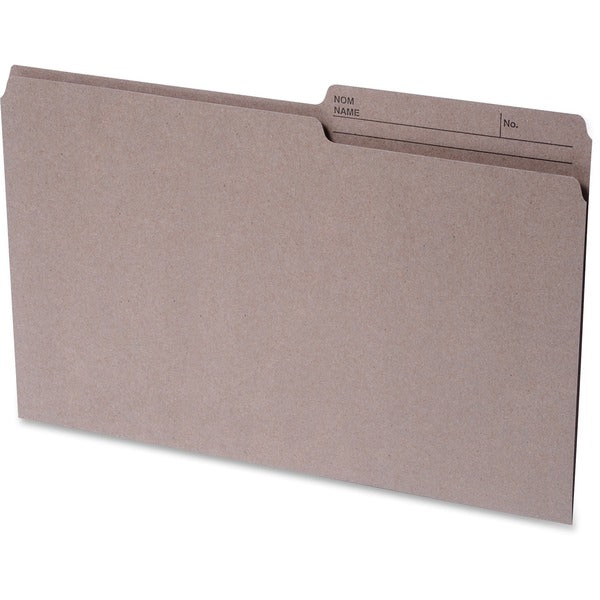 Continental 1/2 Tab Cut Legal Recycled Top Tab File Folder - 8 1/2" (215.90 mm) x 14" (355.60 mm) - Top Tab Location - Assorted Tab Position - Kraft - Reversible, Labeling Area, Durable, Long Lasting, Bend Resistant, Tear Resistant - 100% Recycled - 100 /