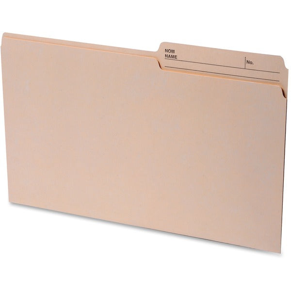 Continental 1/2 Tab Cut Legal Recycled Top Tab File Folder - 8 1/2" (215.90 mm) x 14" (355.60 mm) - Top Tab Location - Assorted Tab Position - Manila - Reversible, Labeling Area, Durable, Long Lasting, Bend Resistant, Tear Resistant - 100% Recycled - 100