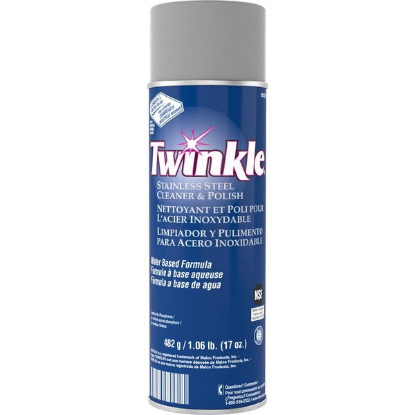 Twinkle Stainless Steel Cleaner/Polish - For Multi Surface, Multipurpose - Ready-To-Use - Aerosol - 1.06 lb (481.94 g) - Characteristic Scent - Residue-free, Film-free, CFC-free - White - 1 Each