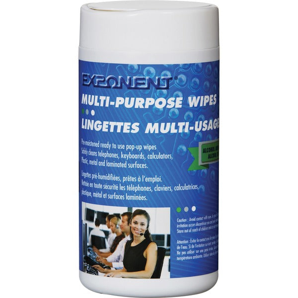 Exponent Microport Multi-purposes Wipes (100 Wipes) - For Multipurpose - Pre-moistened, Anti-static, Environmentally Safe - White - 100Tub - 1 Each