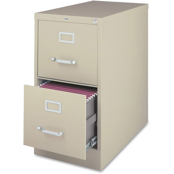 Lorell File Cabinet - 2-Drawer - 18" (45.72 cm) Width x 25" (63.50 cm) Depth x 28.37" (72.07 cm) Height - 2 x Drawer(s) for File - Legal - Vertical - Ball-bearing Suspension, Lockable, Hanging Bar, Pull Handle - Putty - Recycled