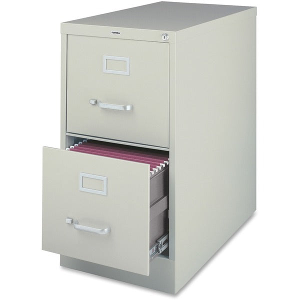 Lorell Fortress File Cabinet - 2-Drawer - 18" (457.20 mm) Width x 25" (635 mm) Depth x 28.4" (720.72 mm) Height - 2 x Drawer(s) for File - Legal - Vertical - Ball-bearing Suspension, Lockable, Hanging Bar, Pull Handle - Light Gray - Recycled