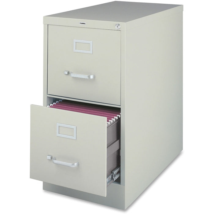 Lorell Fortress File Cabinet - 2-Drawer - 18" (45.72 cm) Width x 25" (63.50 cm) Depth x 28.37" (72.07 cm) Height - 2 x Drawer(s) for File - Legal - Vertical - Ball-bearing Suspension, Lockable, Hanging Bar, Pull Handle - Light Gray - Recycled