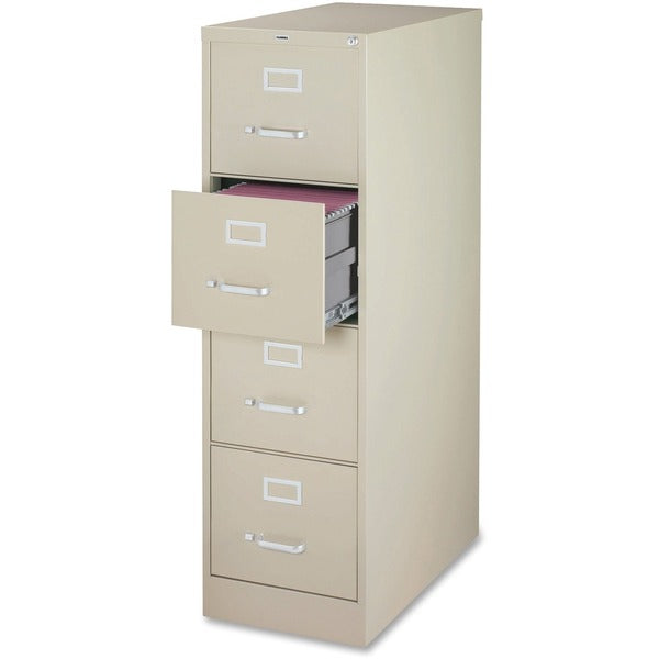 Lorell Fortress File Cabinet - 4-Drawer - 18" (457.20 mm) Width x 25" (635 mm) Depth x 52" (1320.80 mm) Height - 4 x Drawer(s) for File - Legal - Vertical - Ball-bearing Suspension, Lockable, Hanging Bar, Pull Handle - Putty - Recycled