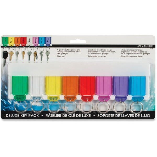 Merangue Deluxe Key Rack - 11.61" (294.89 mm) Length x 6.30" (160.02 mm) Width - Rectangular - Metal Ring Fastener - Assorted - 1 Each