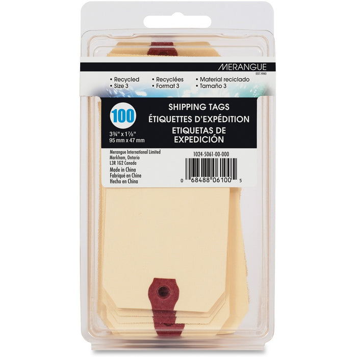 Merangue Shipping Tag - #3 - 3.75" (95.25 mm) Length x 1.88" (47.63 mm) Width - Rectangular - Manila - 100 / Pack