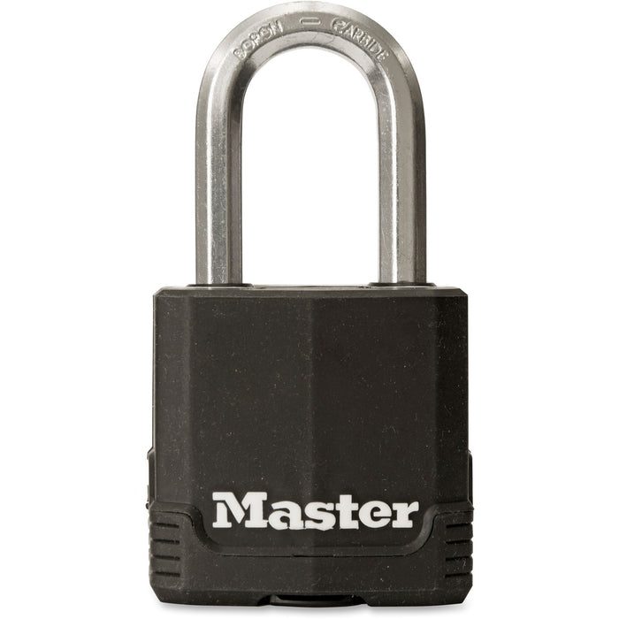Master Magnum M115BLCDLF Padlock - 1.50" (38.10 mm) Shackle Diameter - Pick Resistant, Pry Resistant, Weather Resistant - Laminated Steel, Stainless Steel, Zinc, Steel - Black - 1 Each