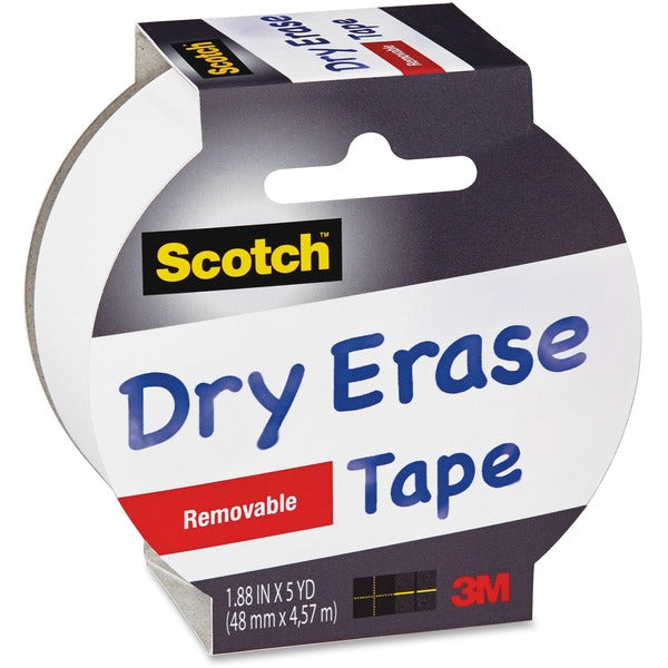 Scotch White Dry Erase Tape - 15 ft (4.6 m) Length x 1.89" (48 mm) Width - White - For Crafting, Decorating, Labeling - 1 Each