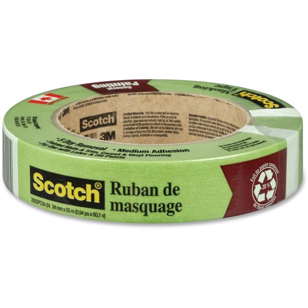 Scotch General Painting Masking Tape - 60.1 yd (55 m) Length x 0.94" (24 mm) Width - Green - For General Purpose, Home, Office, Masking, Painting, Wood, Window, Door, Wall, Carpet, Vinyl - 1 Each