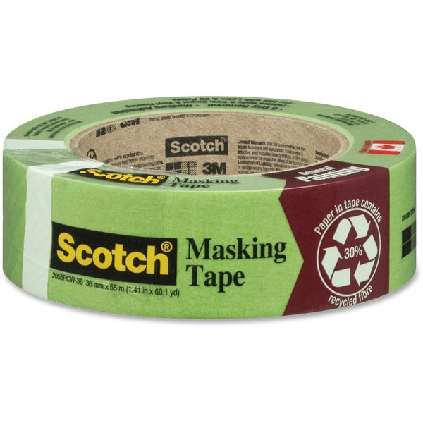 Scotch General Painting Masking Tape - 60.1 yd (55 m) Length x 1.42" (36 mm) Width - Green - Rubber - Paper Backing - For General Purpose, Home, Office, Masking, Painting, Wood, Window, Door, Wall, Carpet, Vinyl - 1 Each