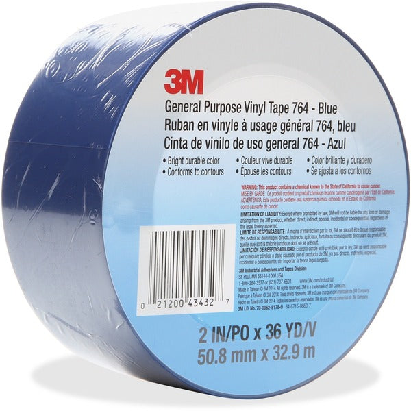 3M General Purpose 764 Vinyl Tape - 36 yd (32.9 m) Length x 2" (50.8 mm) Width - Vinyl, Rubber - 4 mil - Polyvinyl Chloride (PVC) Backing - Corrosion Resistant, Abrasion Resistant, Wear Resistant, Fade Resistant, Moisture Resistant - For General Purpose,