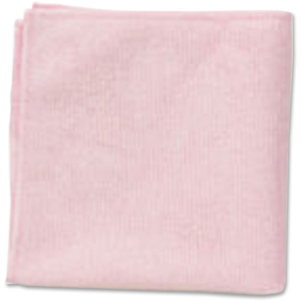 Rubbermaid Commercial 2x12 Light Commercial Microfiber Cloth Red - For Commercial - 12" (304.80 mm) Length x 12" (304.80 mm) Width - 24 / Pack - Bleach-safe, Washable, Durable, Chemical Resistant - Pink