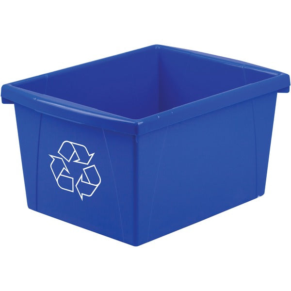 Storex Letter Size Paper Recycle Bin - 15.14 L Capacity - Rectangular - Heavy Duty, Crack Resistant, Dent Resistant - 8" (203.20 mm) Height x 15" (381 mm) Width x 11" (279.40 mm) Depth - Polypropylene - Blue - 1 Each