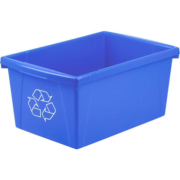 Storex Legal Size Paper Recycle Bin - 20.82 L Capacity - Rectangular - Heavy Duty, Crack Resistant, Dent Resistant - 12" (304.80 mm) Height x 18" (457.20 mm) Width x 8.5" (215.90 mm) Depth - Polypropylene - Blue - 1 Each