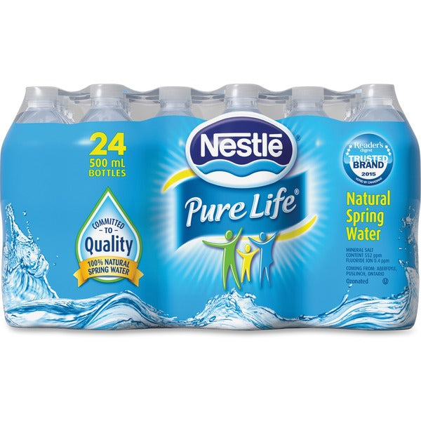 Nestle Pure Life Natural Spring Water - Ready-to-Drink - 500 mL - 8 oz (226.80 g) - 24 / Carton