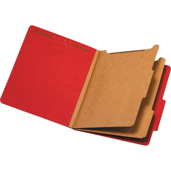 Pendaflex 2/5 Tab Cut Letter Recycled Classification Folder - 8 1/2" x 11" - 2 1/2" Expansion - 2" Fastener Capacity for Folder, 1" Fastener Capacity for Divider - Top Tab Location - Right of Center Tab Position - 2 Divider(s) - Bright Red - 60% Recycled