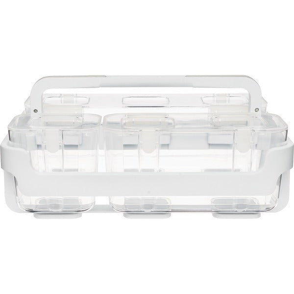 Deflecto Stackable Caddy Organizer - 6.5" (165.10 mm) Height x 14" (355.60 mm) Width x 10.5" (266.70 mm) Depth - White - Plastic - 1 Each