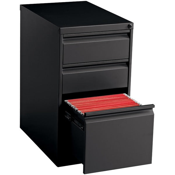 Offices To Go Pedestal - Box/Box/File - 3-Drawer - 15" (381 mm) Width x 23" (584.20 mm) Depth x 27.6" (701.55 mm) Height - 3 x Drawer(s) for File, Box - Key Lock, Recessed Handle, Pull Handle, Ball-bearing Suspension - Black
