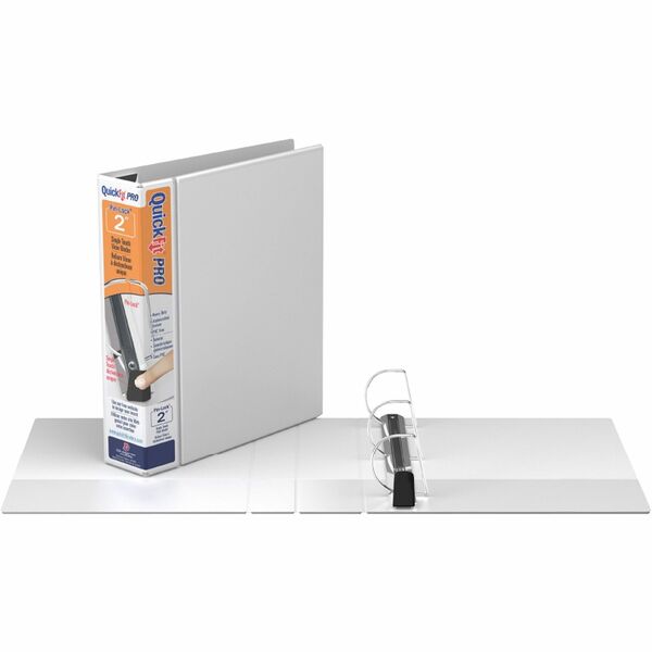 QuickFit PRO Heavy-Duty Single-Touch View Binder, Locking D Rings, 2 Inch, White - 2" (50.80 mm) Binder Capacity - 8 1/2" (215.90 mm) x 11" (279.40 mm) Sheet Size - 500 Sheet Capacity - 3 x 2" (50.80 mm) Ring - Fastener: D-Ring - Pocket: Inside Front & Ba