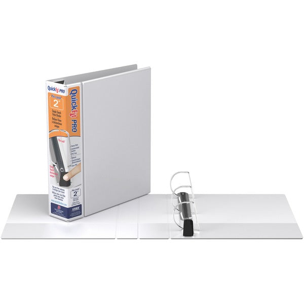 QuickFit QuickFit PRO Single Touch D-ring View Binder - 2" (50.80 mm) Binder Capacity - Fastener(s): D-Ring - Pocket(s): Inside Front & Back - Polypropylene - White - Ink-transfer Resistant, Lockable, Antimicrobial, Gap-free Ring - 1 Each