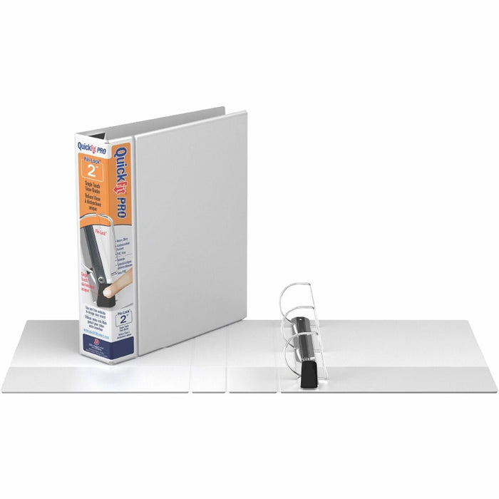 QuickFit PRO Heavy-Duty Single-Touch View Binder, Locking D Rings, 2 Inch, White - 2" (50.80 mm) Binder Capacity - 8 1/2" (215.90 mm) x 11" (279.40 mm) Sheet Size - 500 Sheet Capacity - 3 x 2" (50.80 mm) Ring(s) - Fastener(s): D-Ring - Pocket(s): Inside F