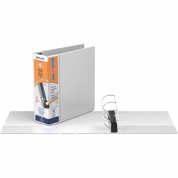 QuickFit PRO Heavy-Duty Single-Touch View Binder, Locking D Rings, 4 Inch, White - 4" (101.60 mm) Binder Capacity - 8 1/2" (215.90 mm) x 11" (279.40 mm) Sheet Size - 700 Sheet Capacity - 3 x 4" (101.60 mm) Ring - Fastener: D-Ring - Polypropylene - White -